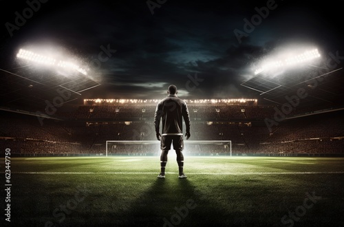  American football player, stadium in the background. Generative AI © Deivison