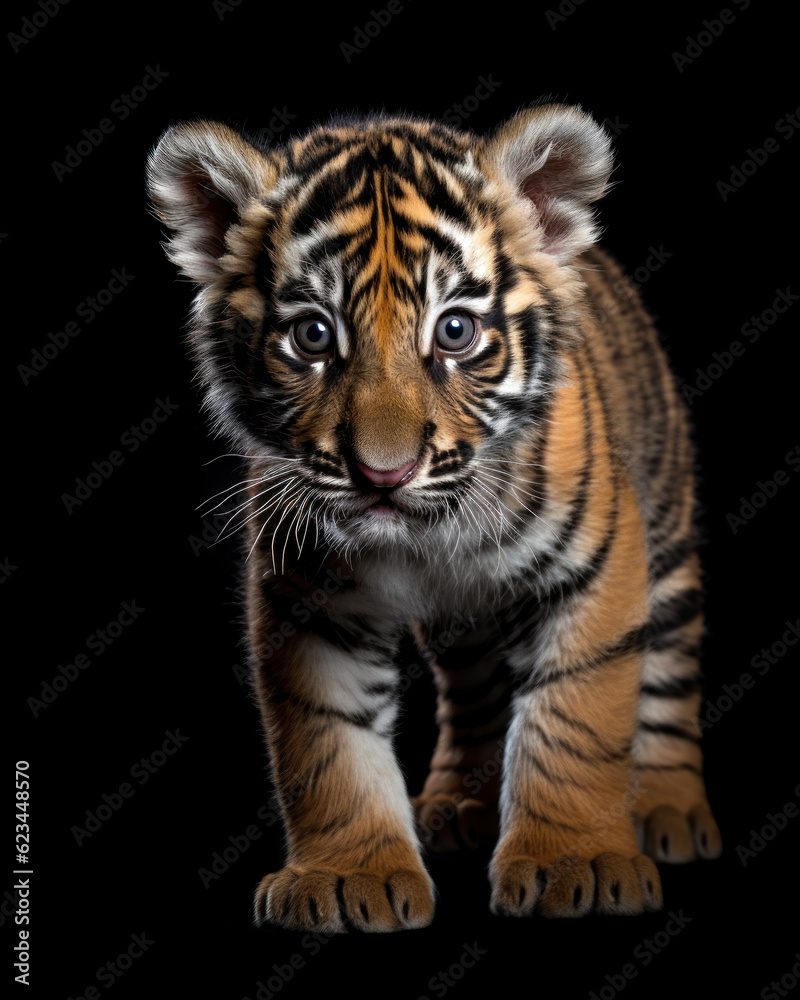 Generated photorealistic image of a tiger cub in full growth