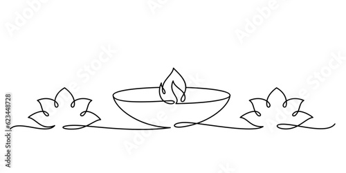 Photography diwali candles line art style. diwali element vector eps 10