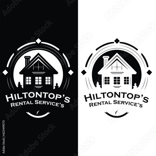 House logo vector illustration hilltop rental service logo