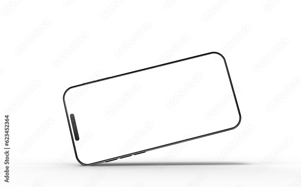 Studio shot of a modern smartphone with a transparent screen and background. 3D Rendering Studio shot of a modern smartphone with a transparent screen and background. 3D Rendering