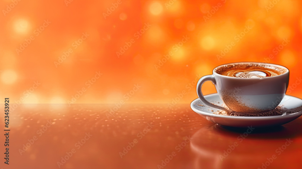 Obraz premium cup of coffee on color background with copy space