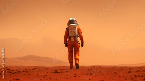 火星を歩く宇宙飛行士｜Astronaut walking on Mars, Generative Ai © happy Wu 