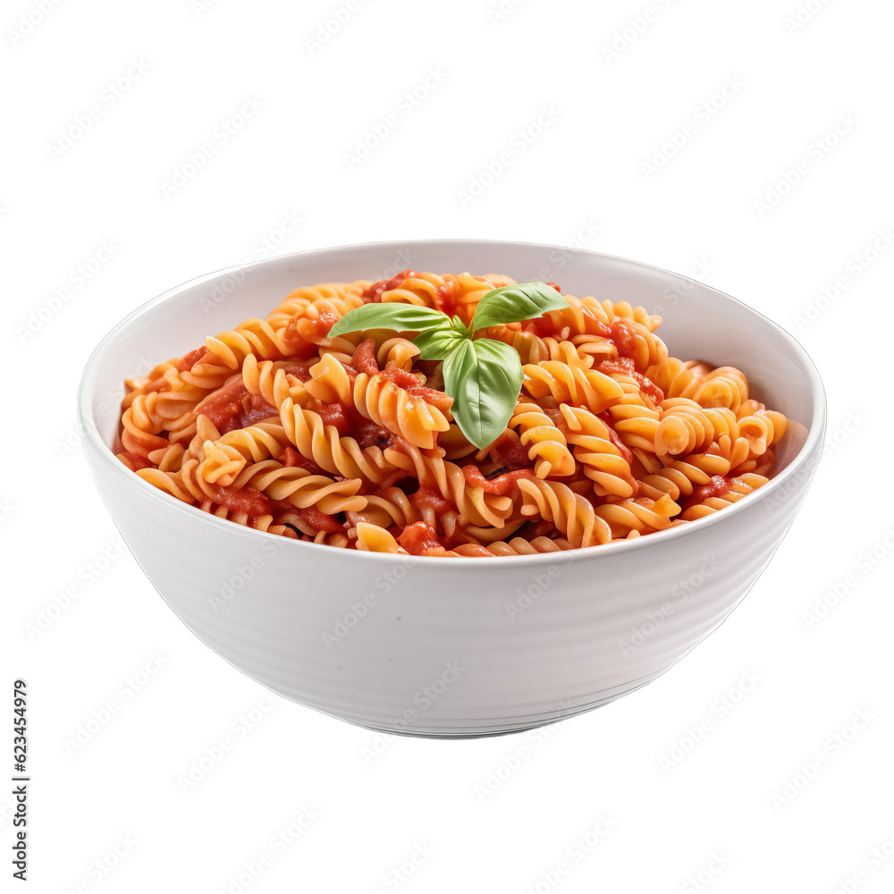 Delicious pasta with tomato sauce in a bowl isolated on a transparent background Delicious pasta with tomato sauce in a bowl isolated on a transparent background