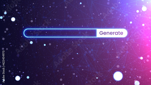 Futuristic AI prompt illustration. High-tech background concept. Command box ready to generate
