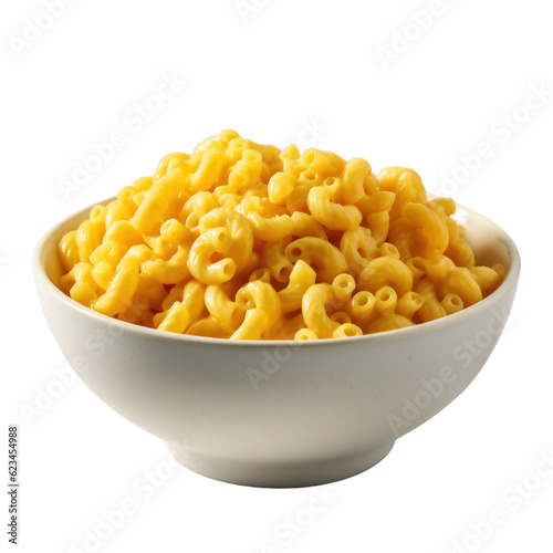 A delicious bowl of mac and cheese isolated on a transparent background photo