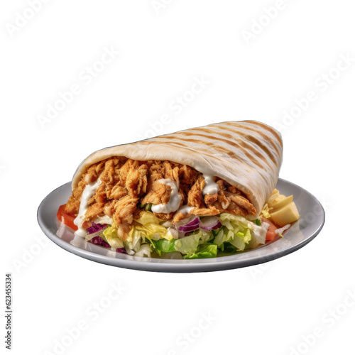 Chicken Shawarma isolated on transparent background. Generative AI