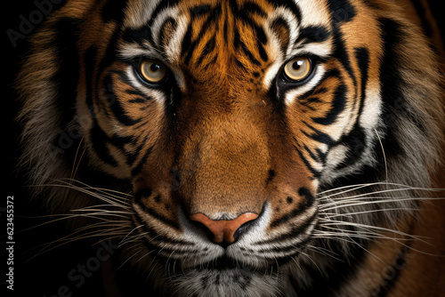 Close-up of a frontal tiger face