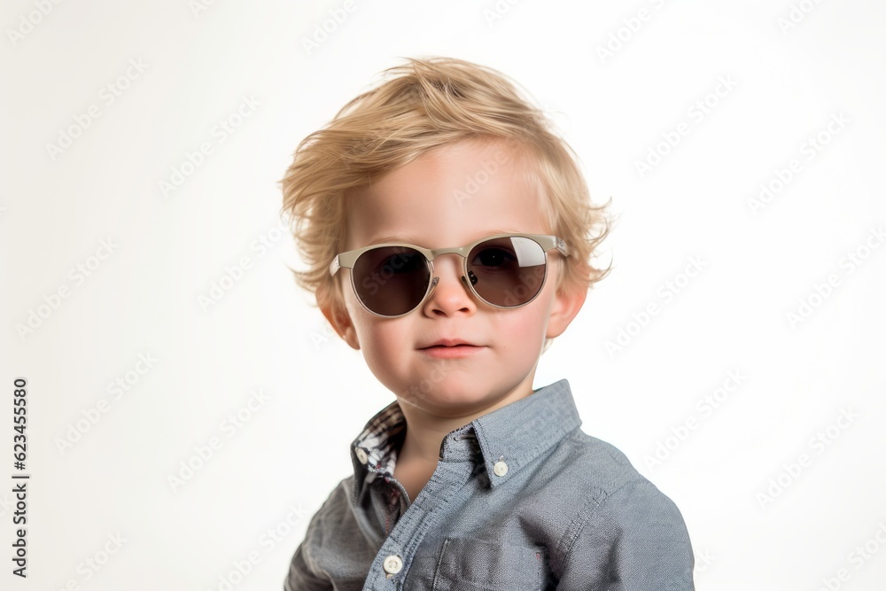 Lifestyle portrait photography of a tender boy in his 30s wearing a trendy sunglasses against a white background. With generative AI technology Lifestyle portrait photography of a tender boy in his 30s wearing a trendy sunglasses against a white background. With generative AI technology