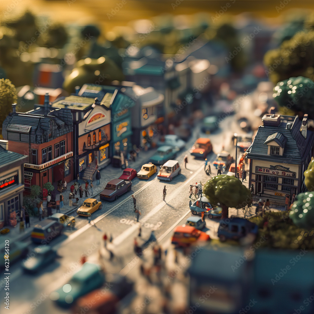 Obraz premium Cityscape miniature photography, toy model city photography, miniature models
