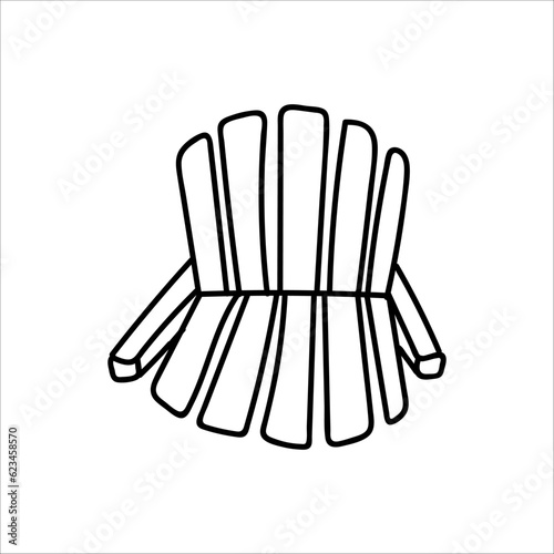 Hand drawn doodle Deck chair Line icon. Simple outdoor black outine element for summer photo