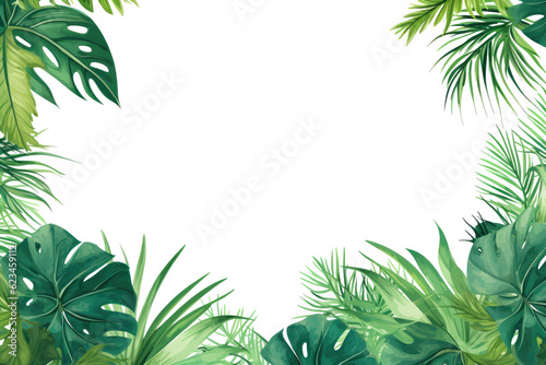 frame of palm leaves isolated on transparent background 
