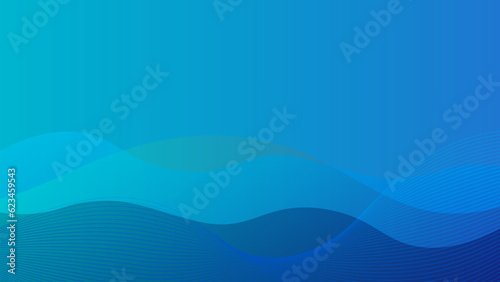 青い波のようなウェーブラインのベクター背景画像  © ICIM