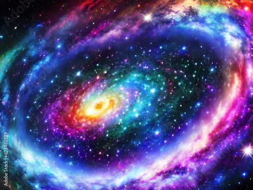 Galaxy with colourful nebula