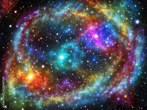 Galaxy with colourful nebula