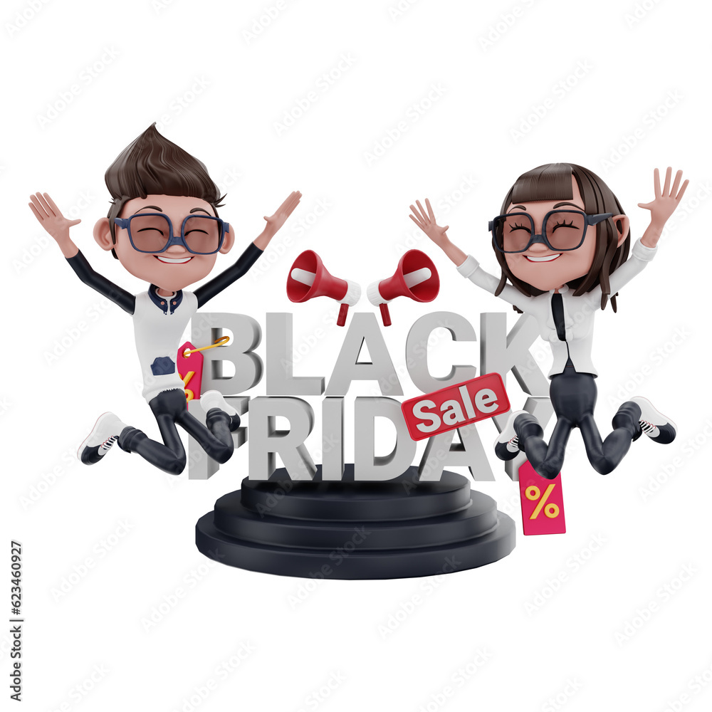 3d Character Black Friday Illustration 3d Character Black Friday Illustration