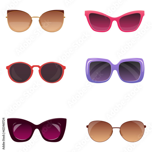 Fashion sunglasses set. Summer accessories collection