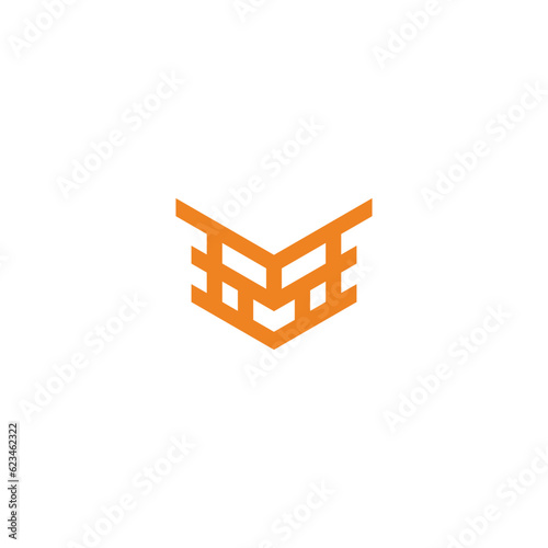 letter m stripes robot face logo vector