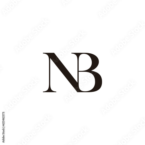 letter nb simple linked font logo vector