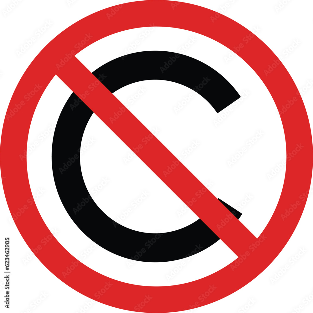 No copyright icon . Creative commons public domain icon .  Vector