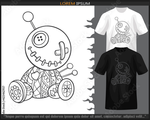 voodoo doll mandala arts isolated on black and white t shirt.