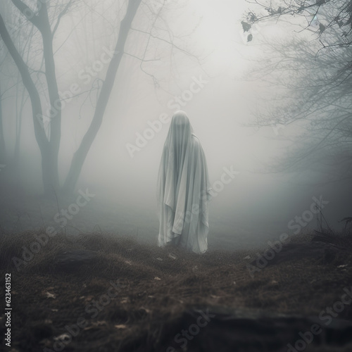 Enshrouded Spirits Ghostly Presence Emerging from the Fog - Generative Ai