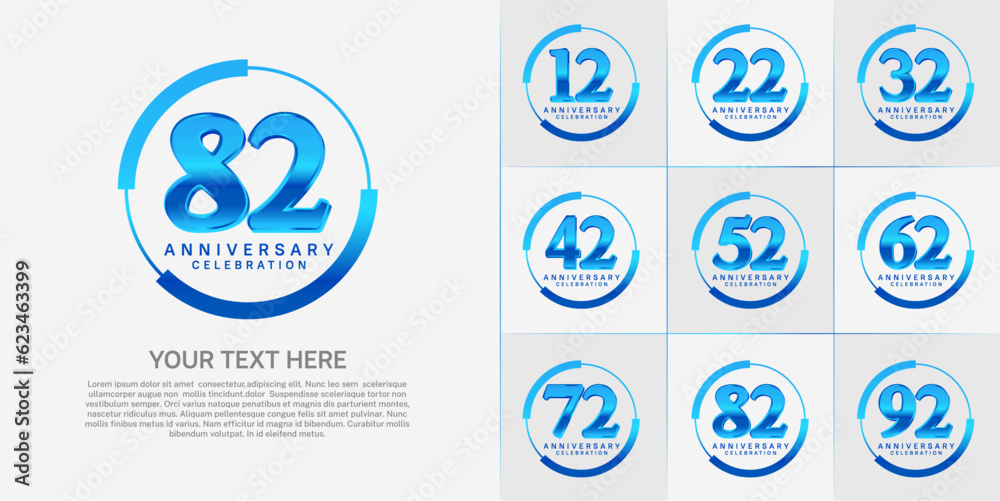 set of anniversary logo with blue number in circle can be use for celebration set of anniversary logo with blue number in circle can be use for celebration