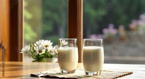 Healthy refreshment. Closeup of fresh milk in glass on wooden table with copy space. fresh and delicious