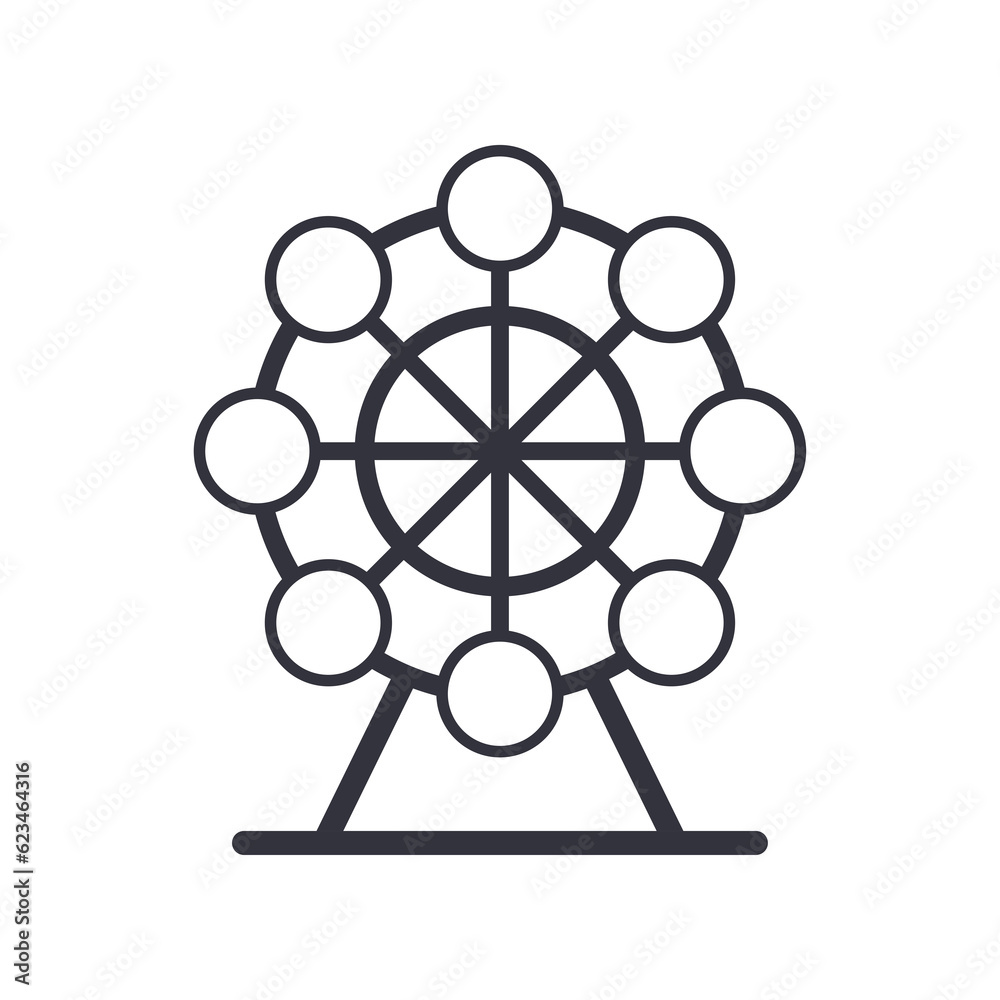 Ferris wheel vector icon. Amusement park sign, amusement park simple symbol. Ferris wheel vector icon. Amusement park sign, amusement park simple symbol.