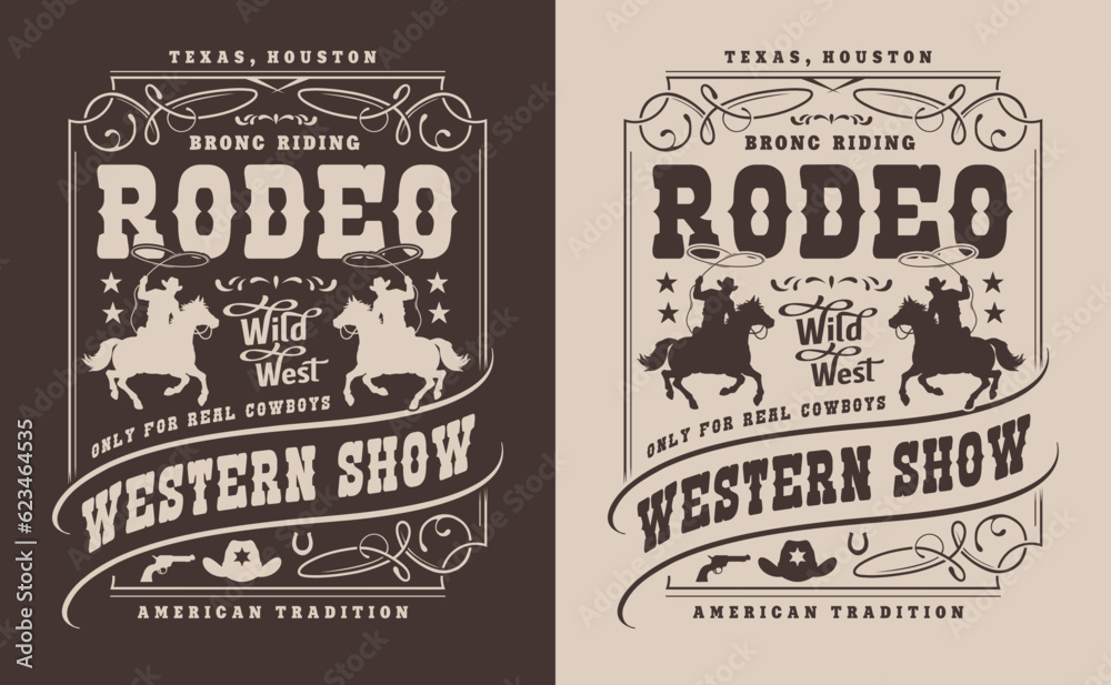 Obraz premium Western show monochrome vintage flyer