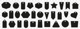 Black price tag collection. Set of shopping label shapes. Vector price tag for sale, discount