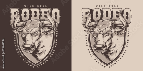 Bull rodeo vintage flyer monochrome
