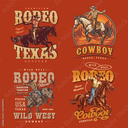 Rodeo show set posters colorful