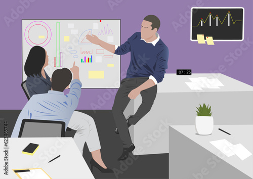 Business Meeting and Presentation Illustration Vector