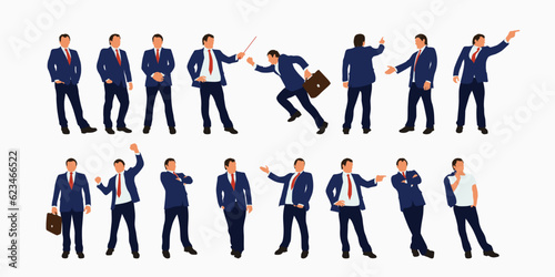 businessman in various poses in big set