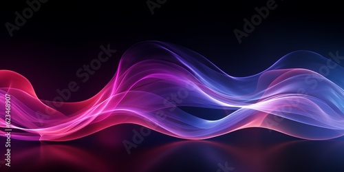 Abstract Music Waves in Pink and Blue Color with Long Exposure Effect, Creative Background with Copy Space, Generative AI