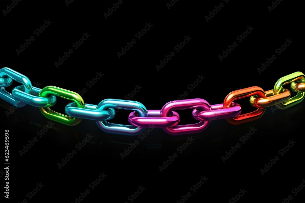 Rainbow Alloy Chain Isolated on Background. Generative ai