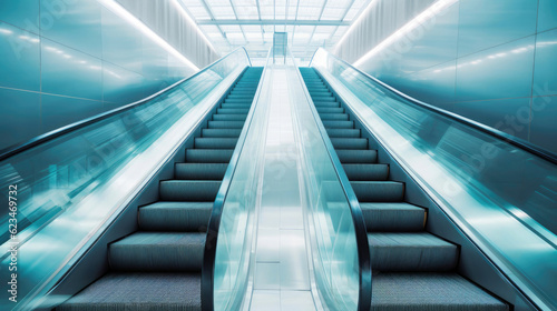 Lively Vertical Transport  Escalators at a Fashionable Mall. Generative AI