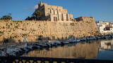 Ciutadella Menorca marina Port sunset town hall and cathedral