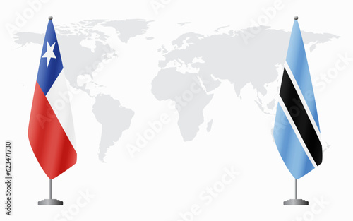 Chile and Botswana flags for official meeting