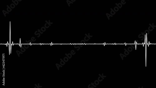 4k abstract music sound wave or audio wavefrom isolated on black background.Line digital minimalist voice and soundtrack wave equalizer.Shape line volume or speech symbol animated background.