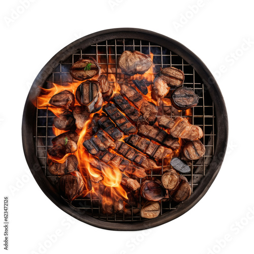 Camping fire pit cooking grate isolated on transparent background. Generative AI