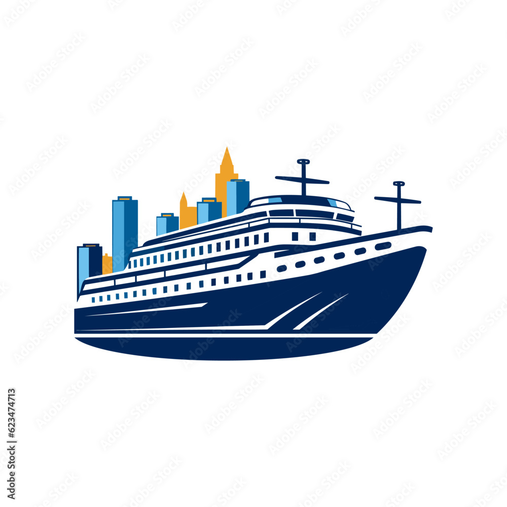 Vector illustration of a cruise ship on white background