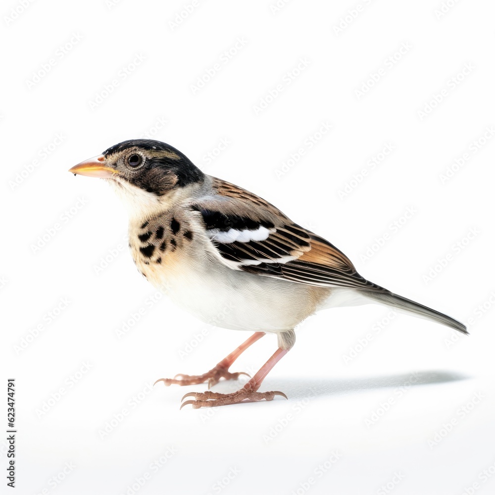 Harriss sparrow bird isolated on white. Generative AI Harriss sparrow bird isolated on white. Generative AI