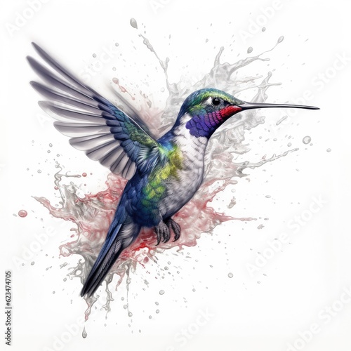 Costas hummingbird bird isolated on white. Generative AI