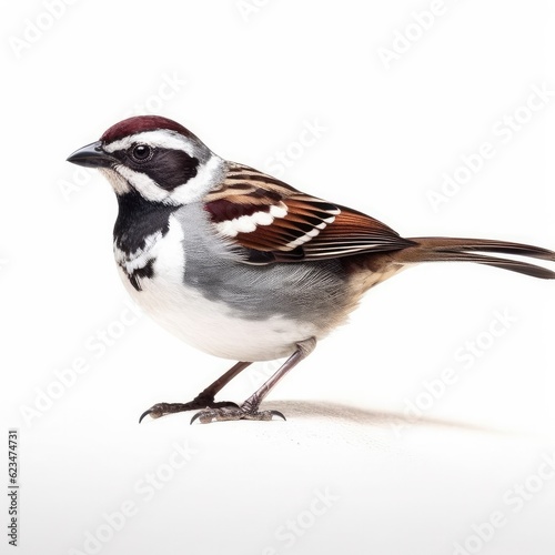 Five-striped sparrow bird isolated on white. Generative AI