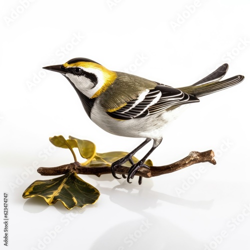 Golden-winged warbler bird isolated on white. Generative AI