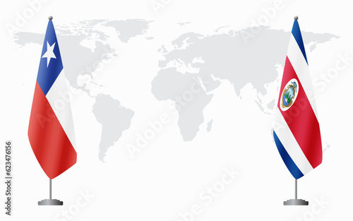 Chile and Costa Rica flags for official meeting