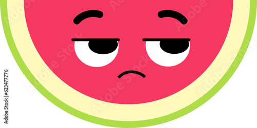 Watermelon Face Looking Right Mistrust
