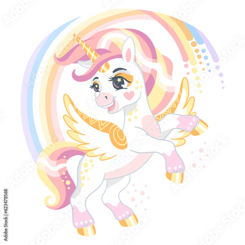 Cute cartoon character happy unicorn vector illustration 13